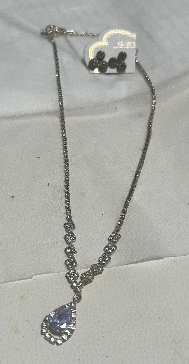 Rhinestone Necklace and Earring Set - photo 2