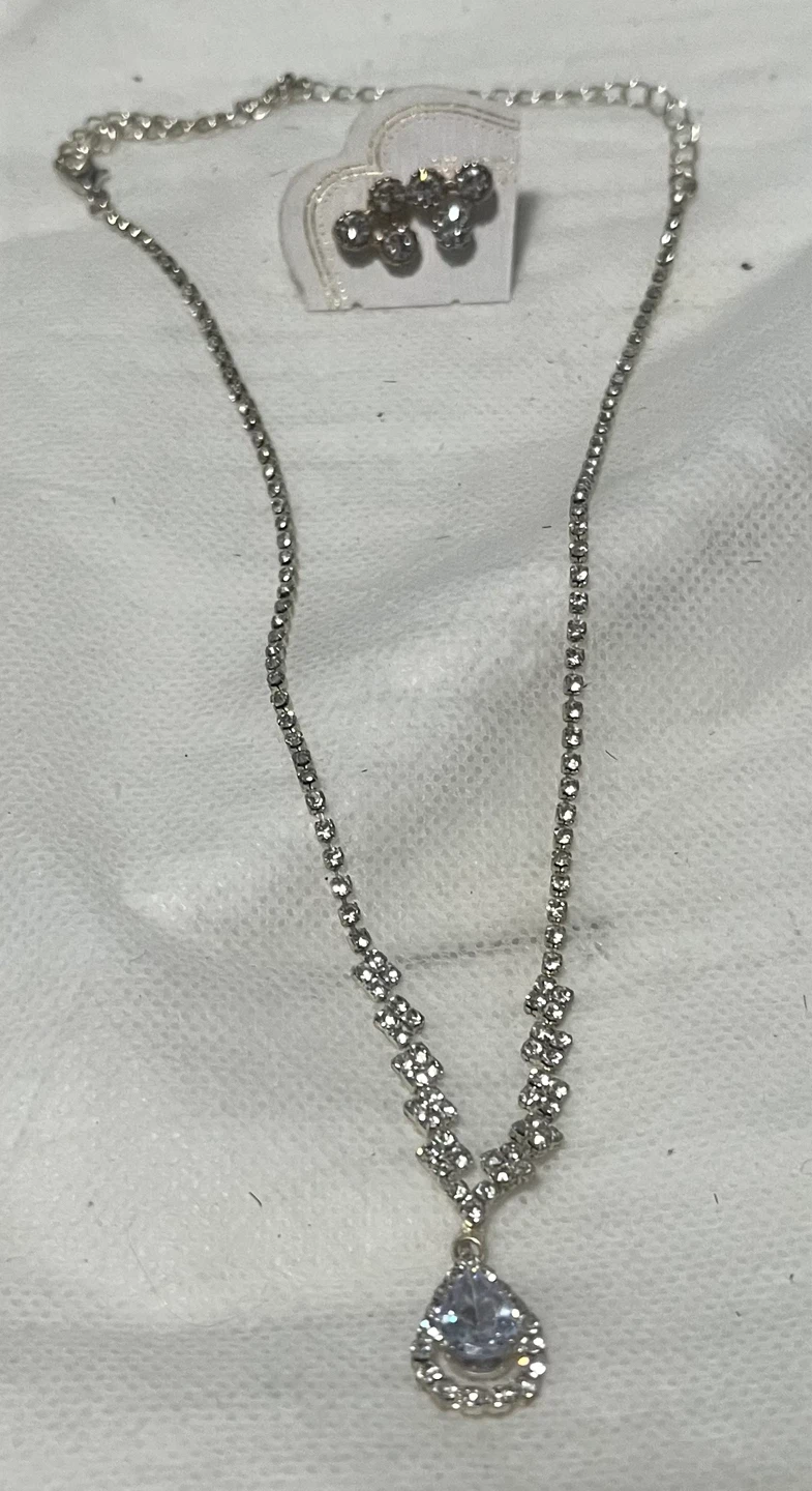 Rhinestone Necklace and Earring Set