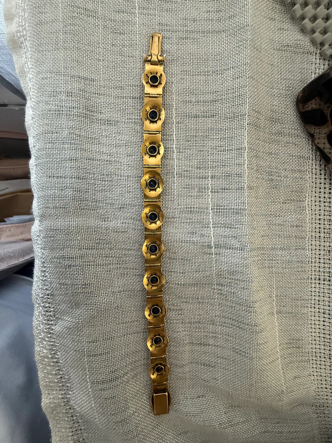 Vintage Gold tone bracelet with blue stones - photo 2