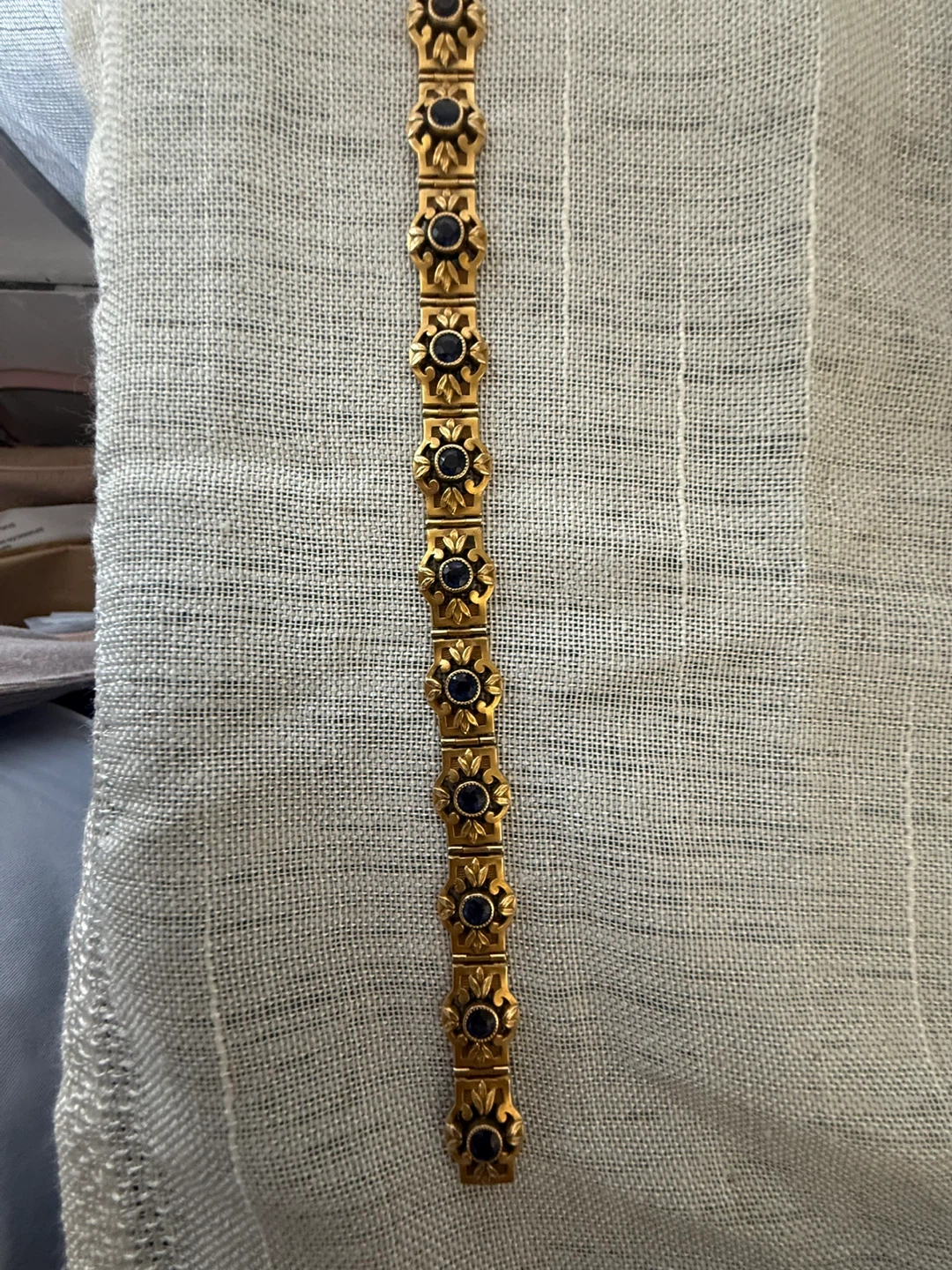 Vintage Gold tone bracelet with blue stones - photo 3
