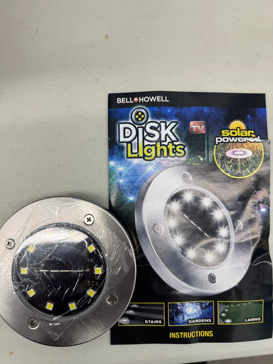 *New, in box* Bell+Howell Garden Disk Lights Solar Powered