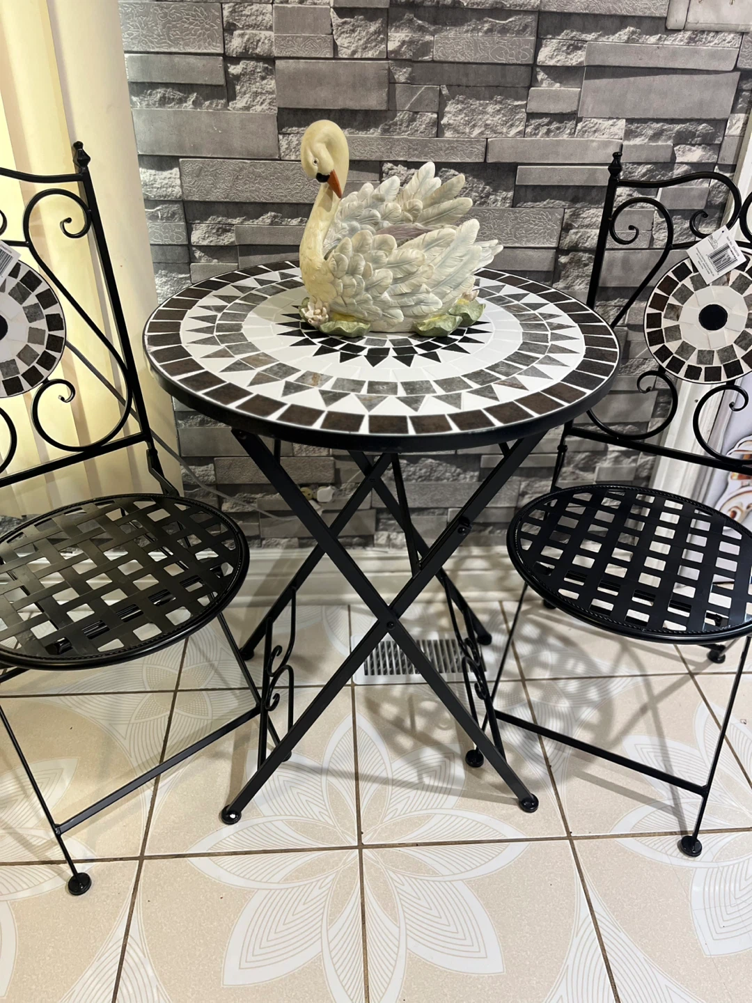 New Black Metal Mosaic Bistro Set