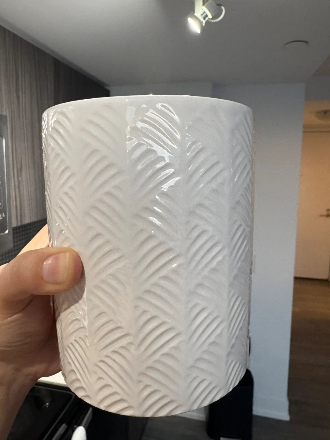 White Textured Ceramic Planter