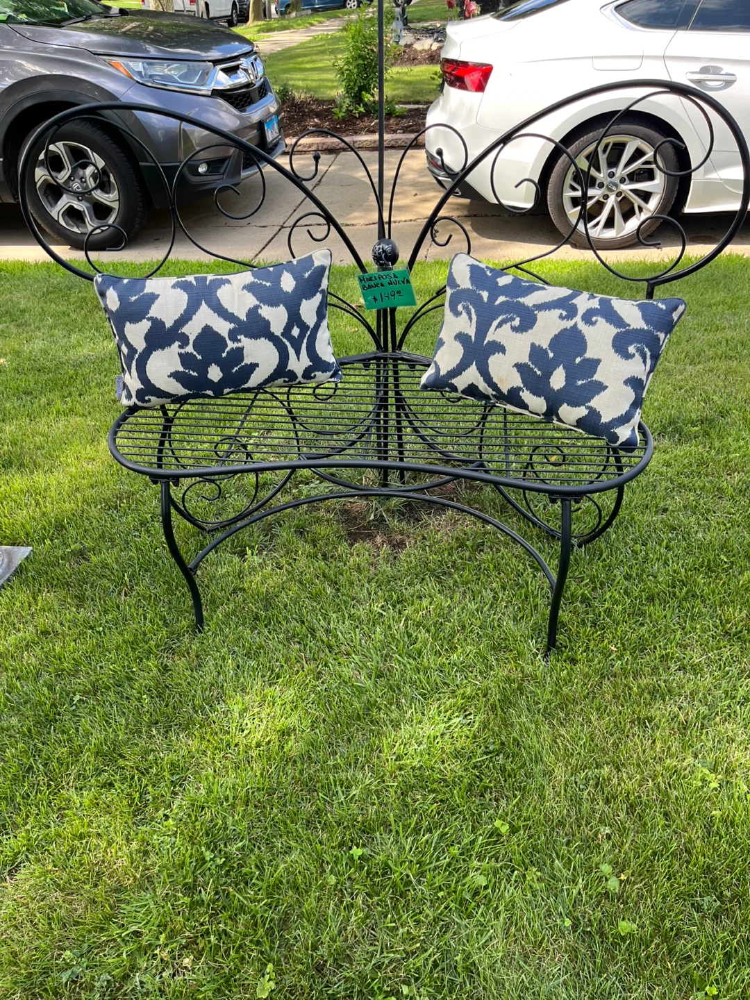 New Butterfly Design Metal Garden Bench - photo 3