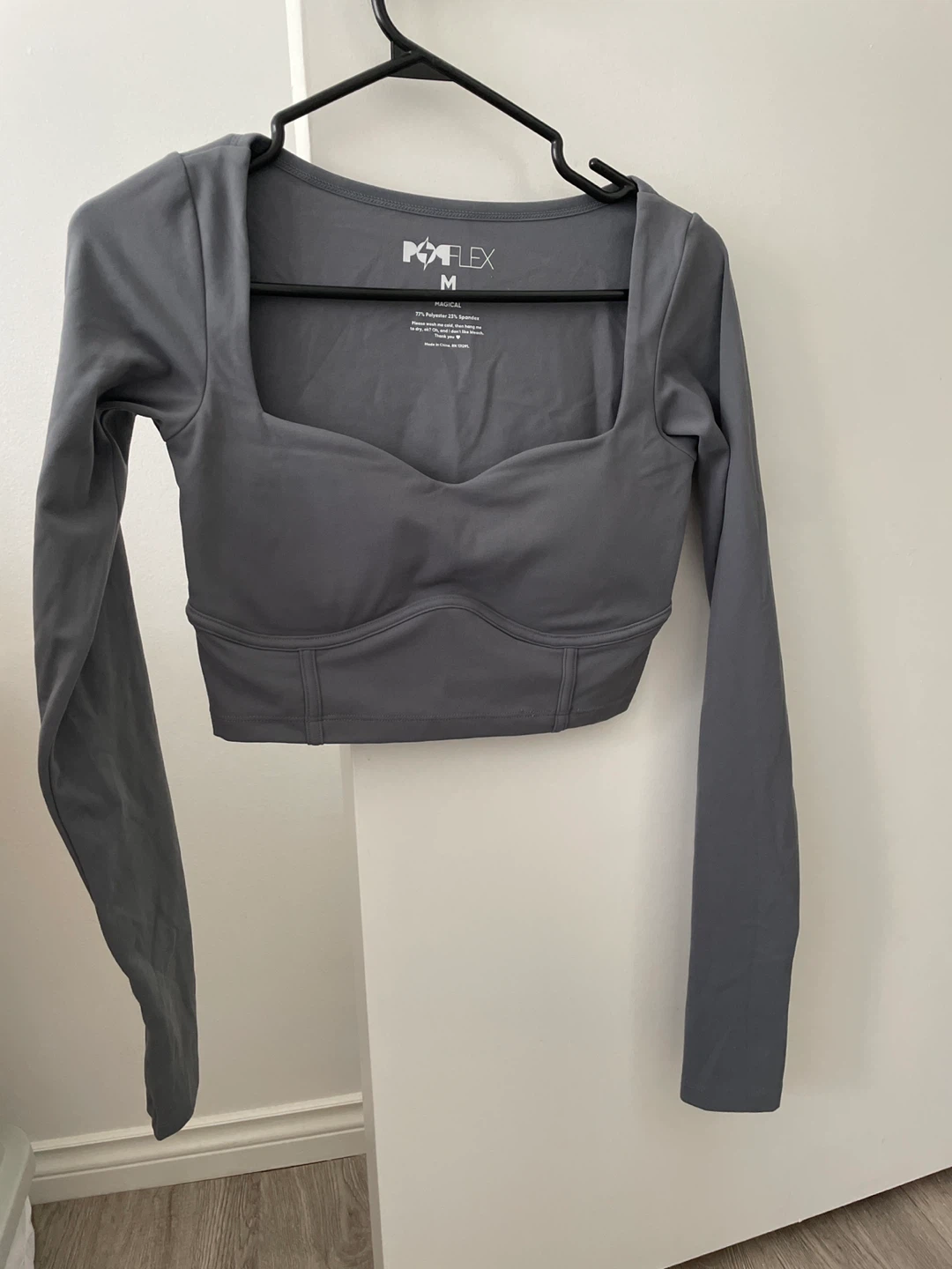 POPFLEX Grey Long Sleeve Cropped Top
