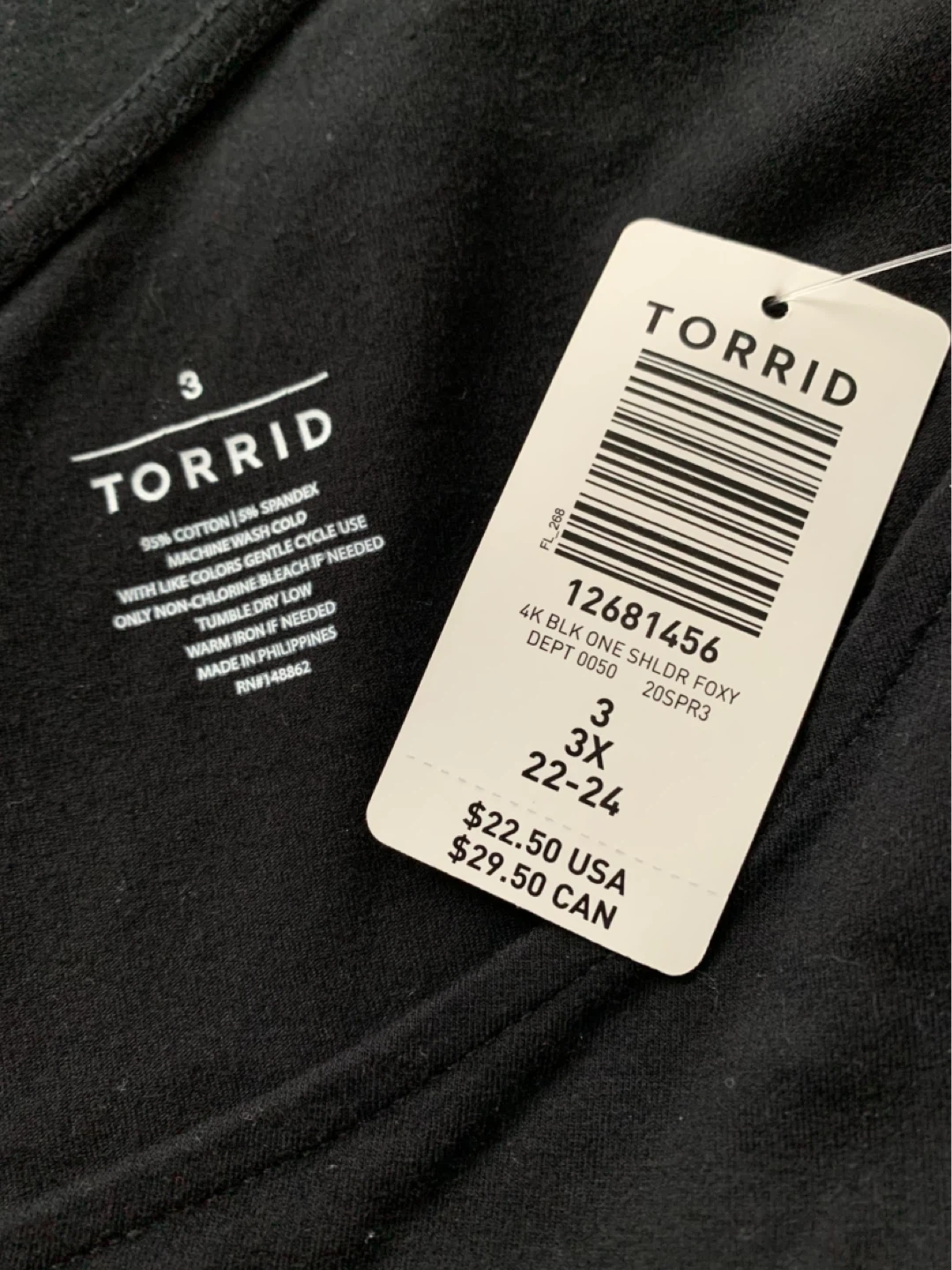 Torrid Black One Shoulder Top Size 3X - BNWT - photo 3