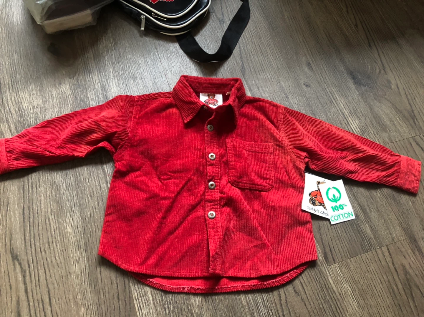 Red Corduroy Shirt - Teddy's Choice - Size 3
