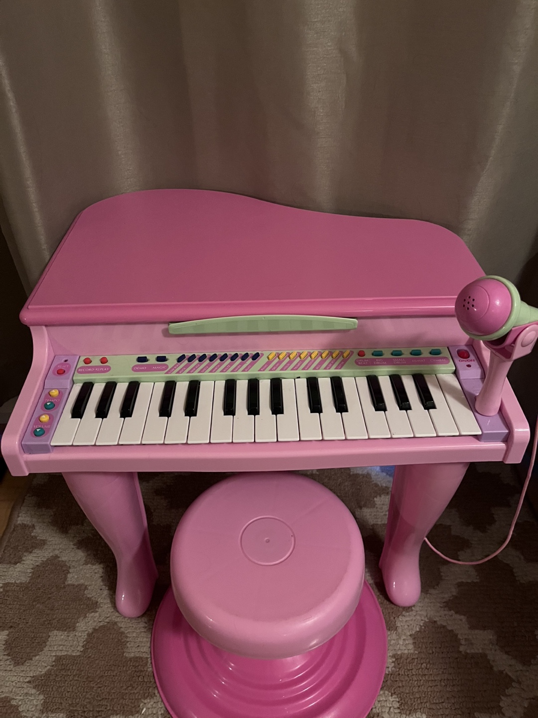 Pink Toy Piano with Stool and Microphone - photo 4