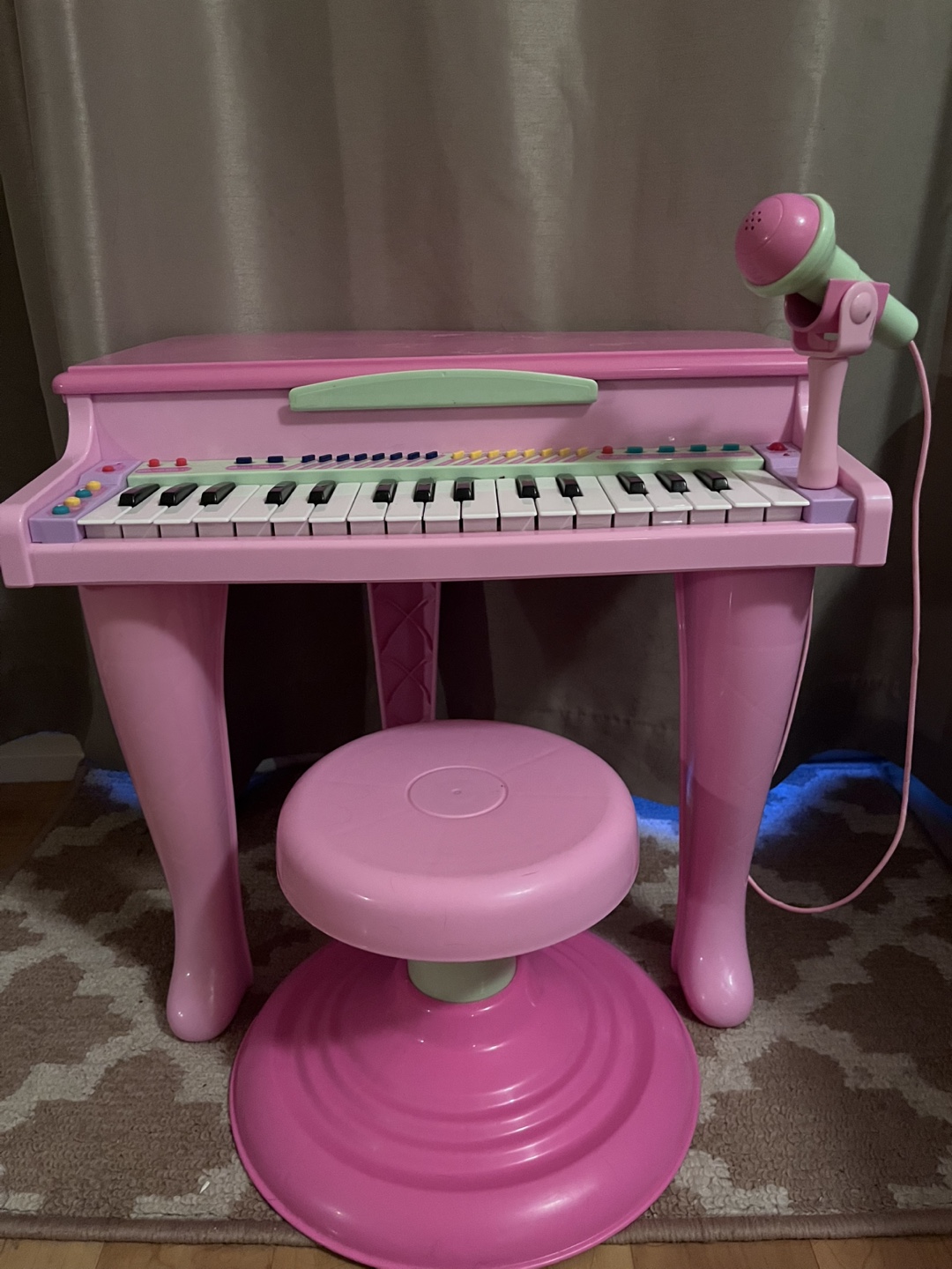 Pink Toy Piano with Stool and Microphone - photo 2
