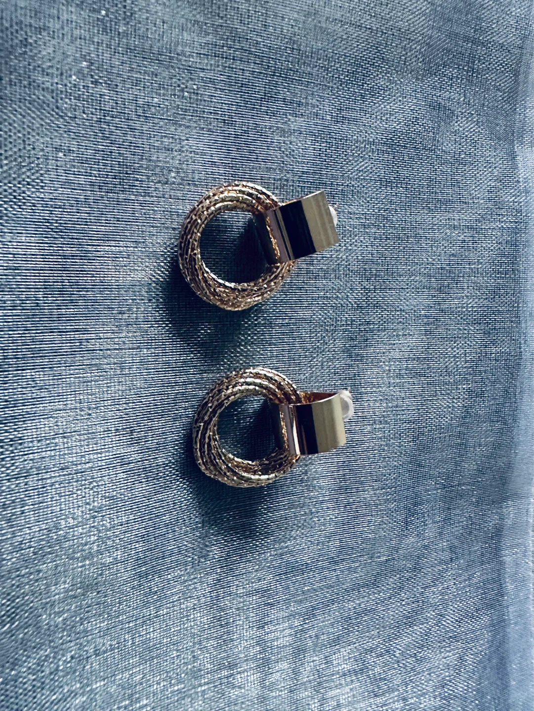 Gold tone clip-on hoop earrings - photo 2