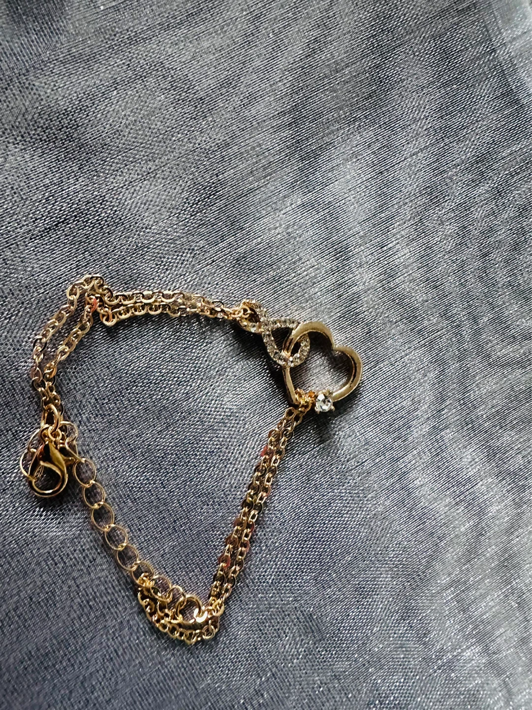Gold Tone Chain Bracelet with Heart Charm