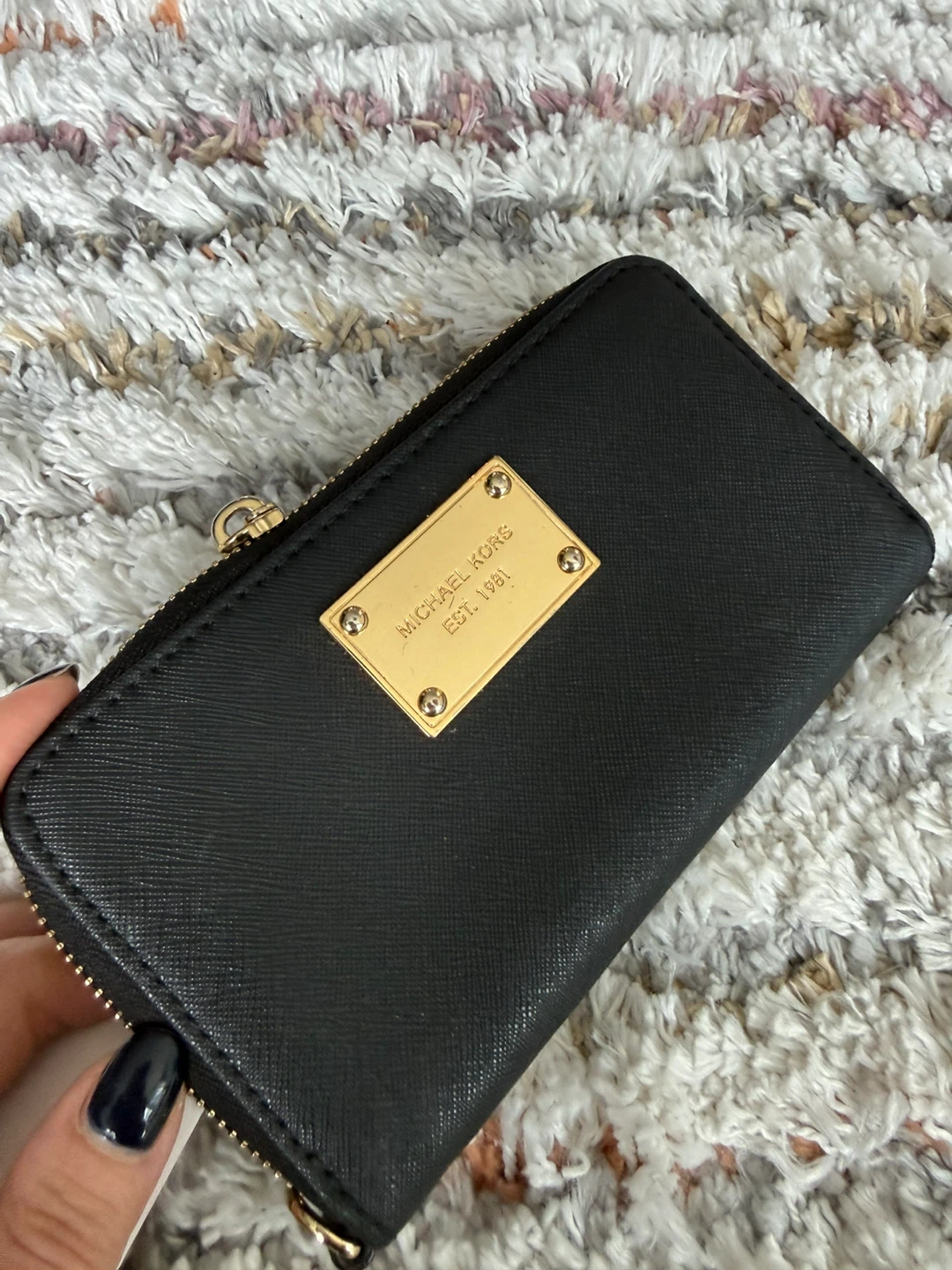 Michael Kors Black Leather Zip Around Wallet