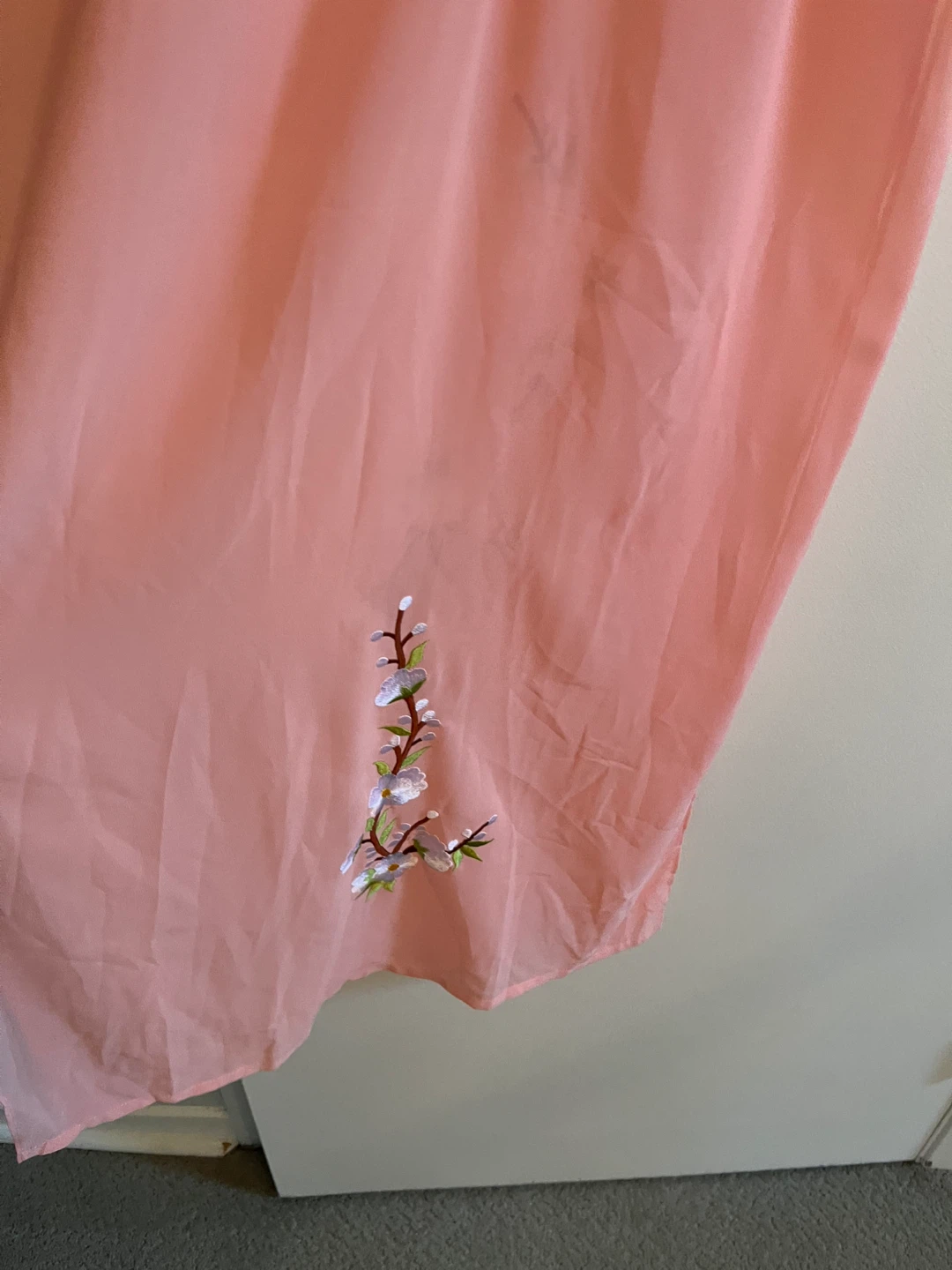 Peach Embroidered Ao Dai Dress - photo 4