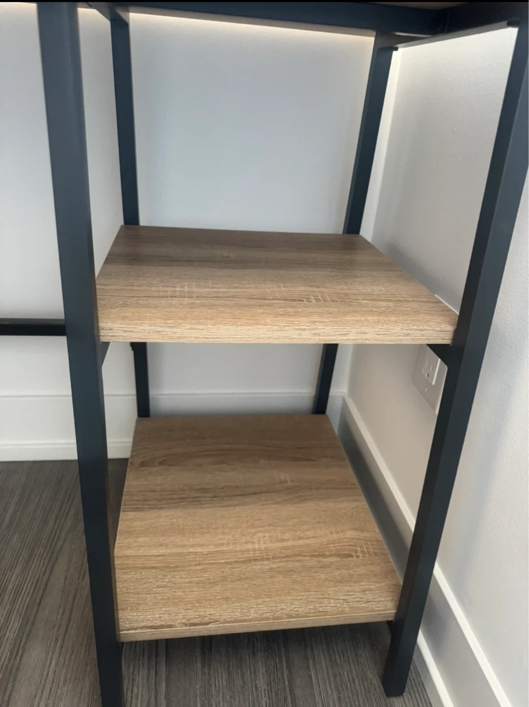 Oak Wood and Metal Desk with Shelving - photo 2