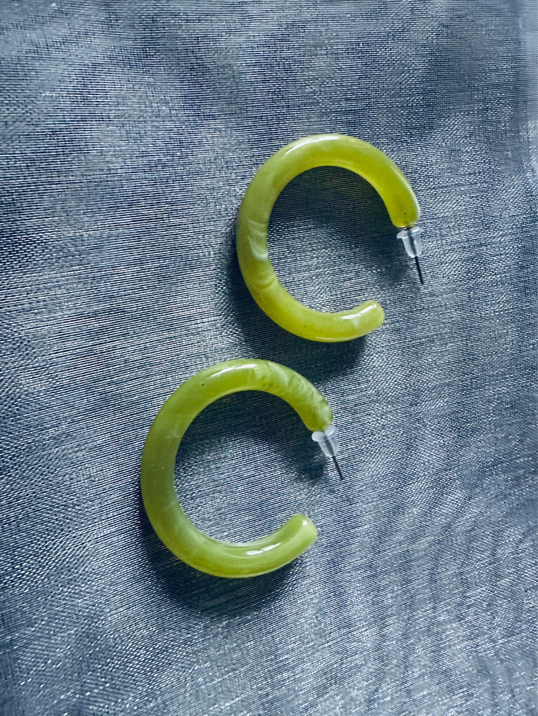 Lime Green Swirl Hoop Earrings