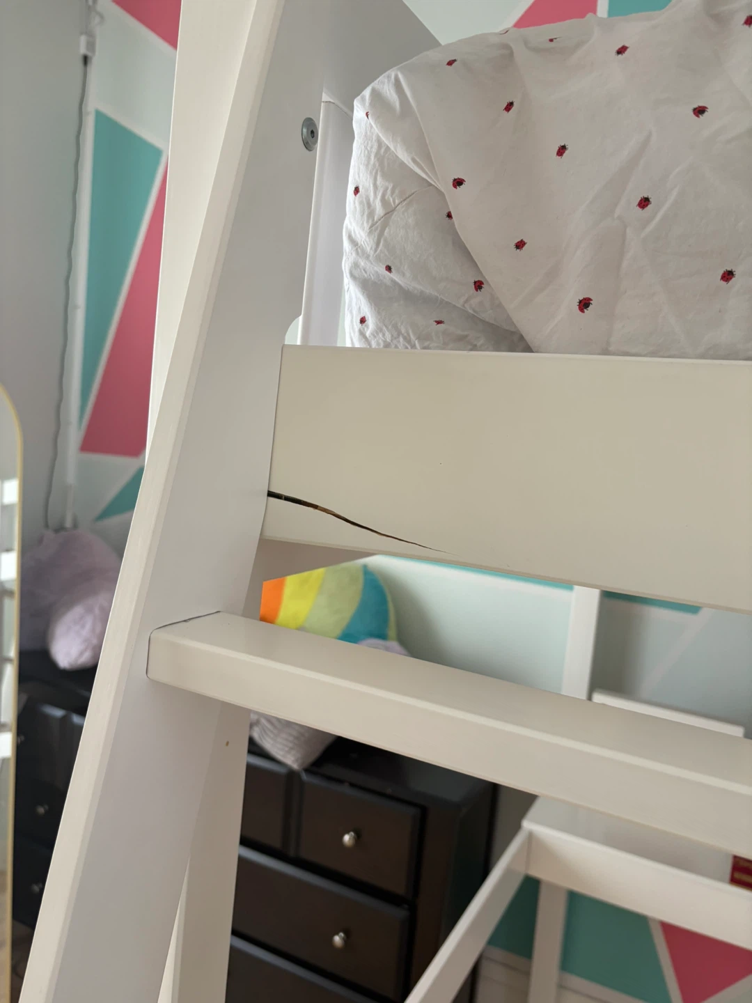 White Loft Bed with Desk - photo 3
