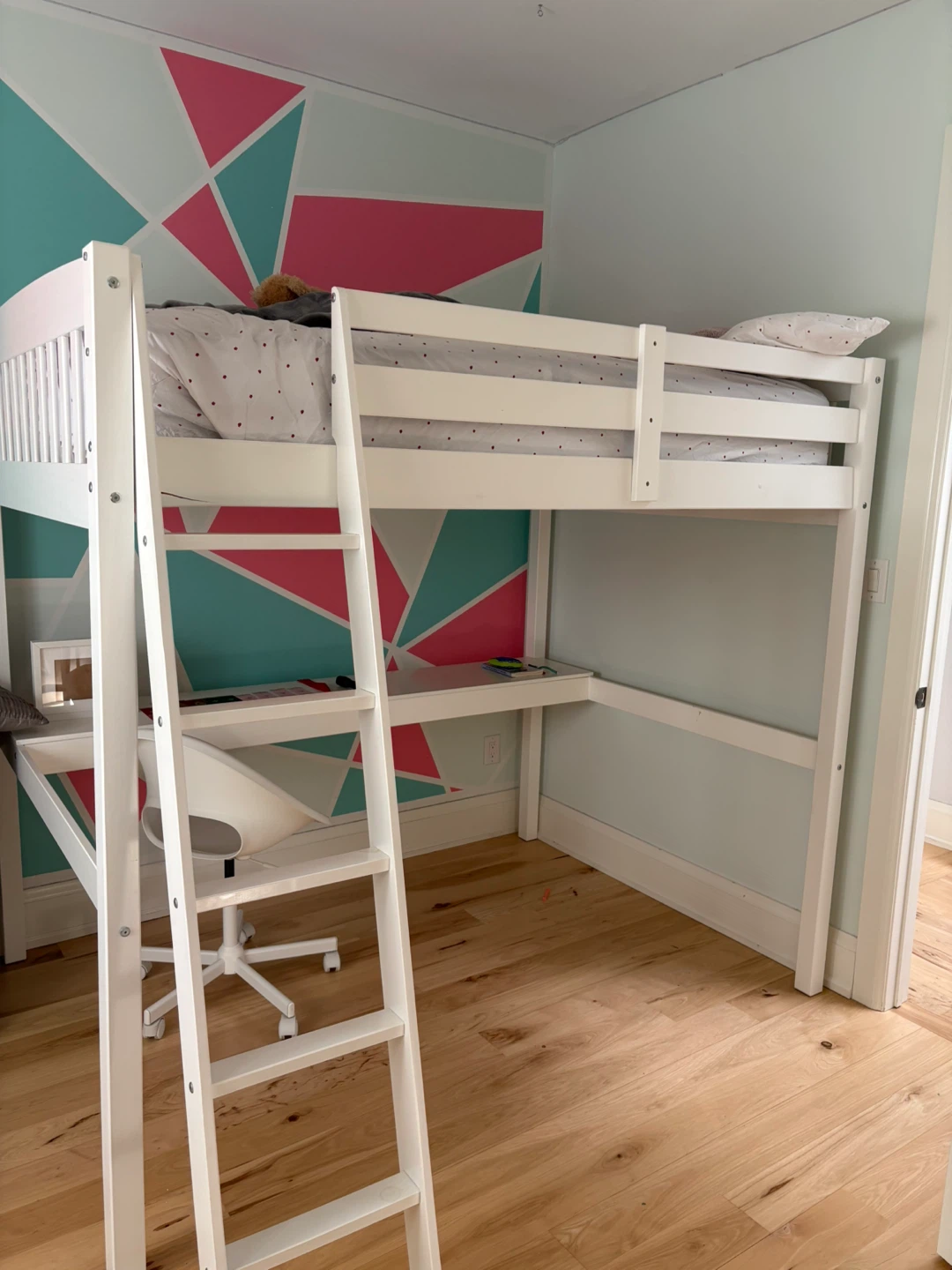 White Loft Bed with Desk - photo 2