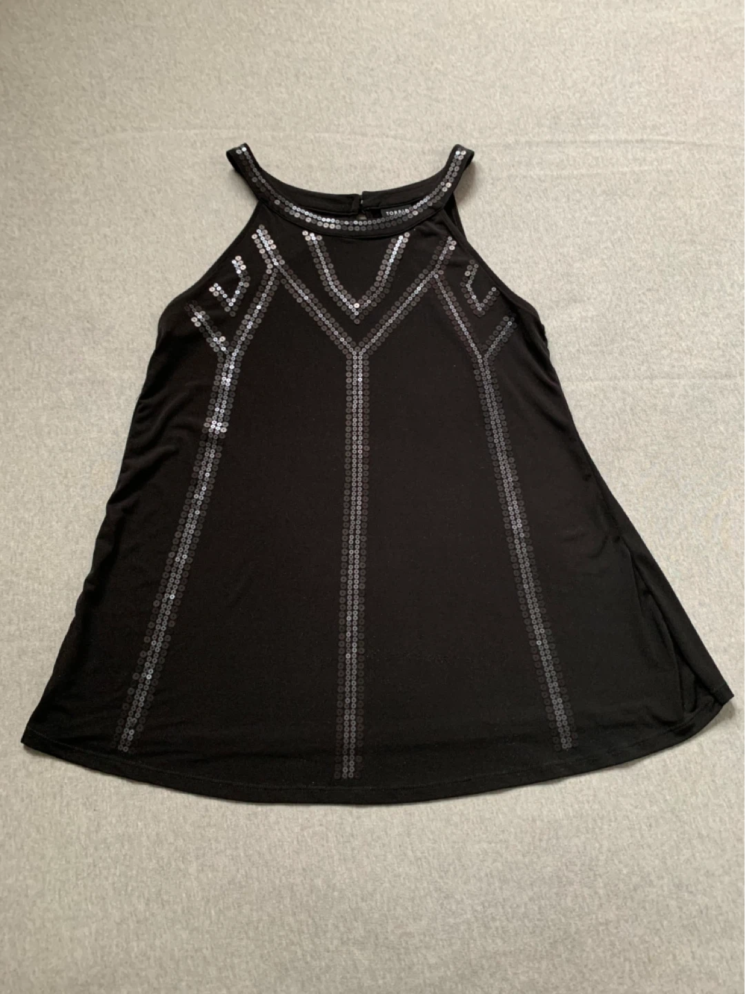 Torrid Black Sequined Halter Top - Size 2