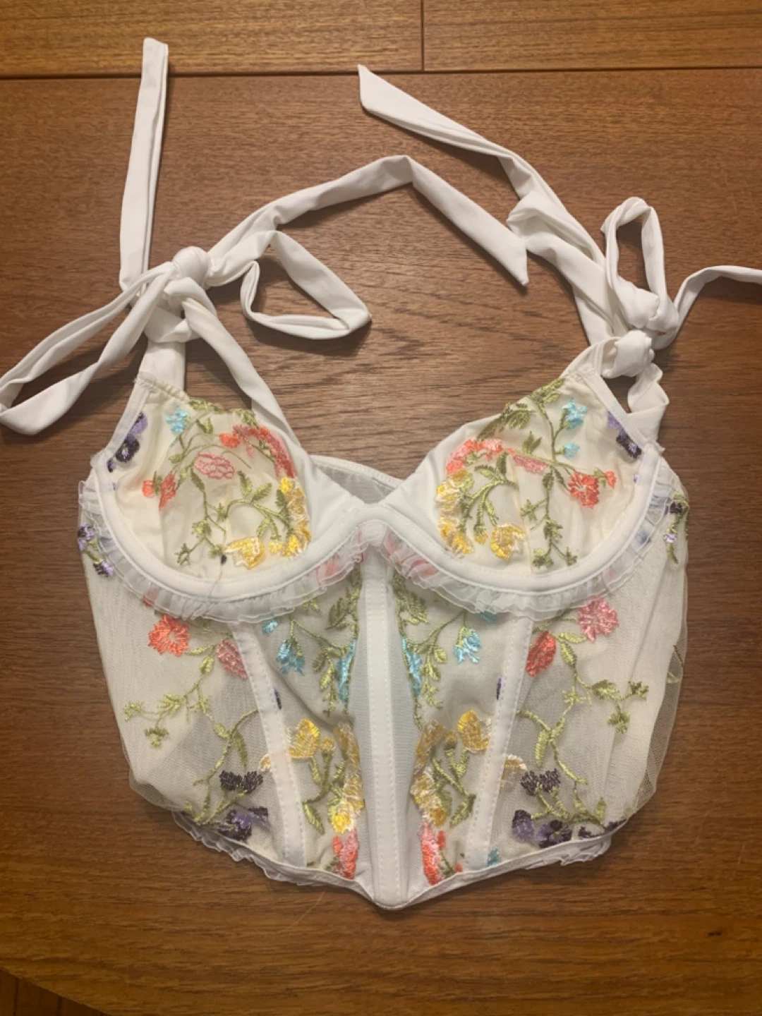 White Embroidered Corset Top - photo 2