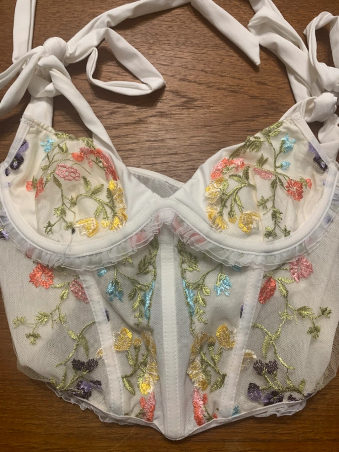 White Embroidered Corset Top - photo 3