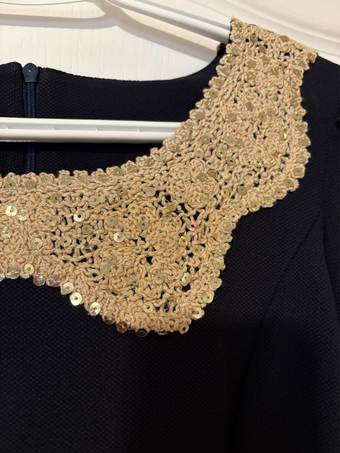 Women's Long Sleeve Dress with Sequined Collar - photo 3