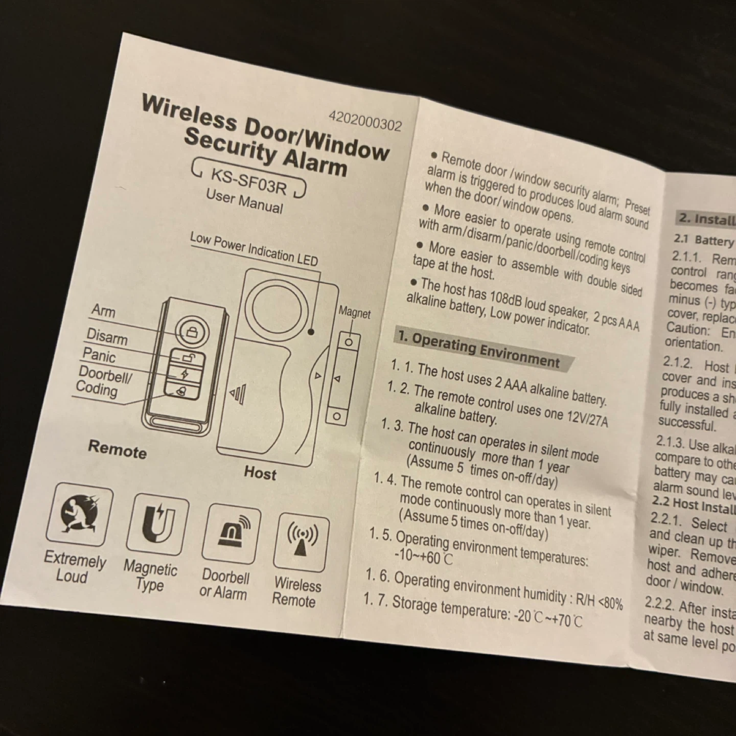 Wireless Door/Window Security Alarm with Remote - photo 2
