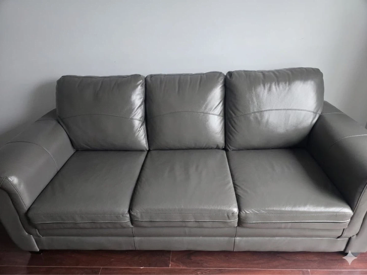 Grey Leather Loveseat and Sofa Set - photo 2