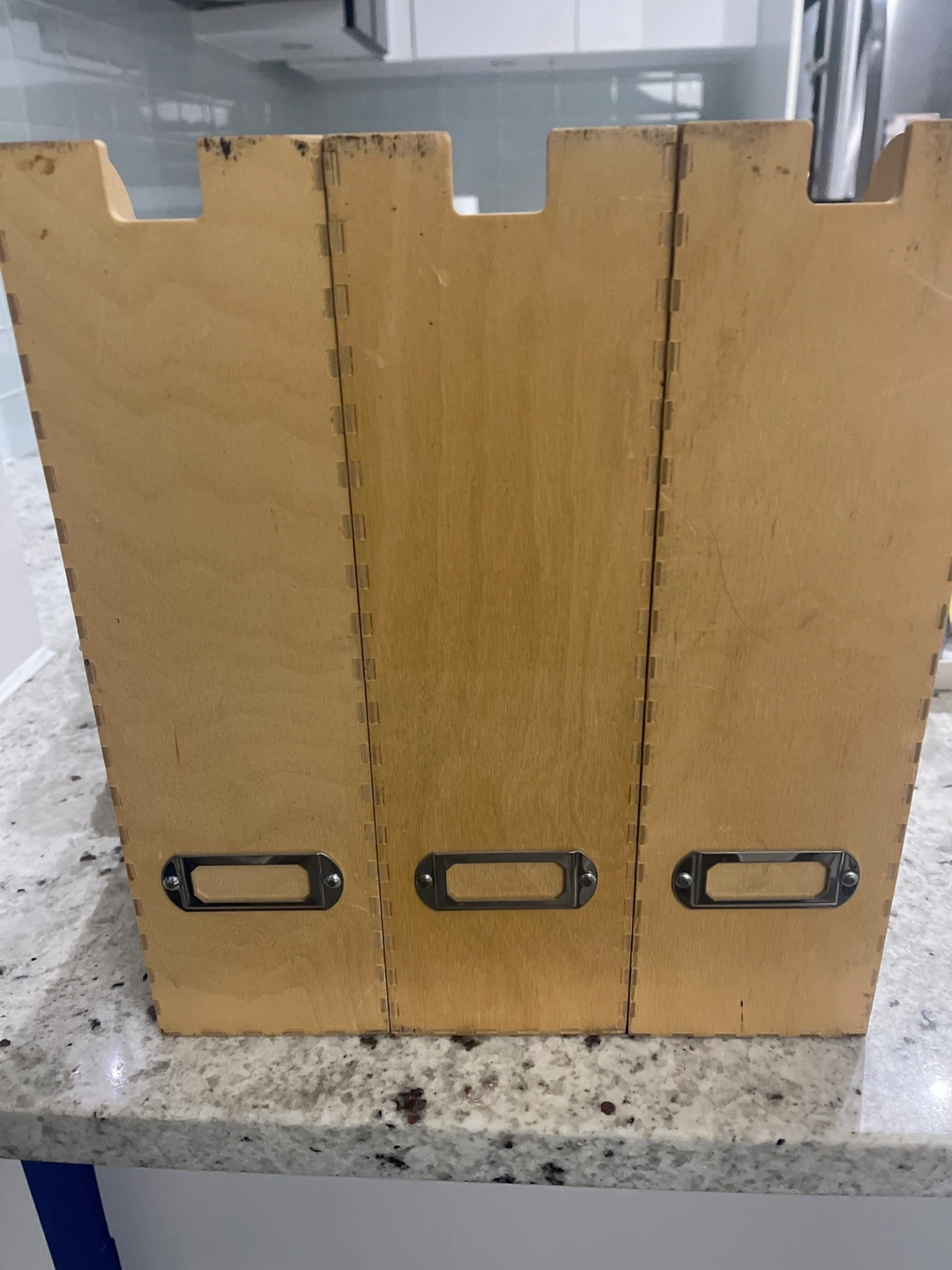 Three Wooden Magazine File Holders