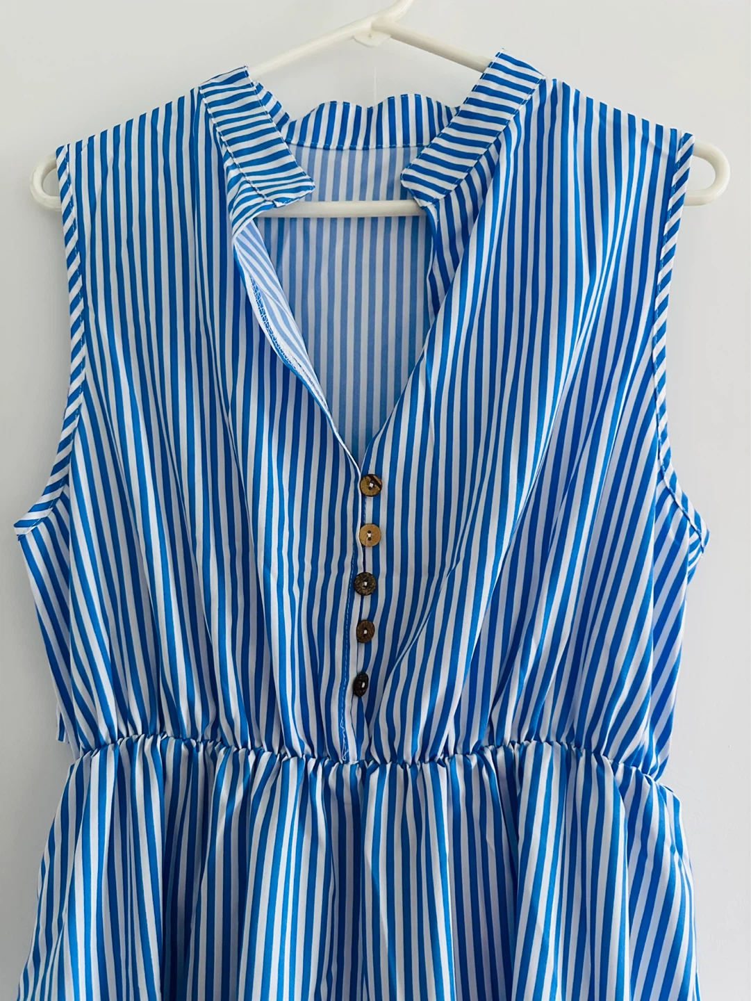 Blue and White Striped Sleeveless Dress - photo 2