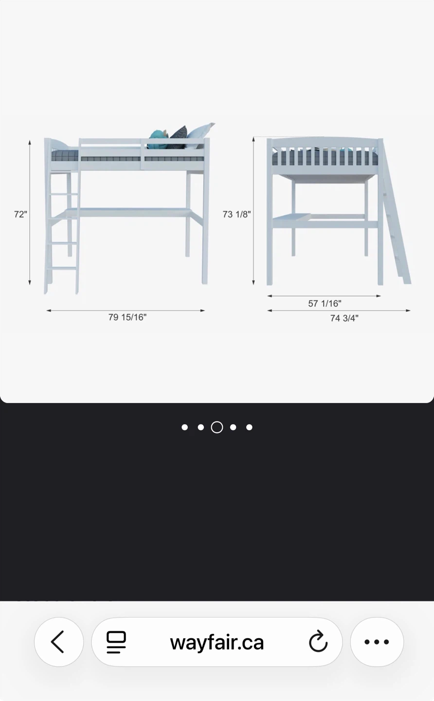 White Loft Bed with Desk - photo 4