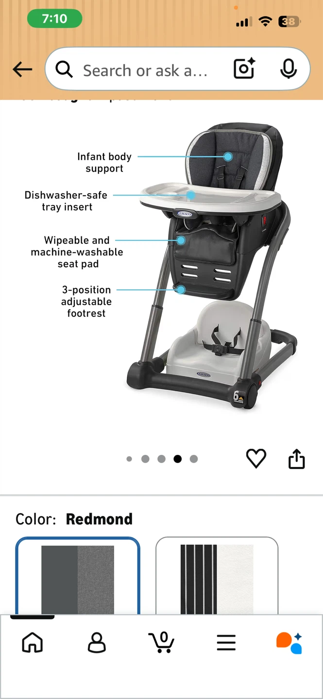 Graco Blossom 6 in 1 Convertible High Chair - Redmond