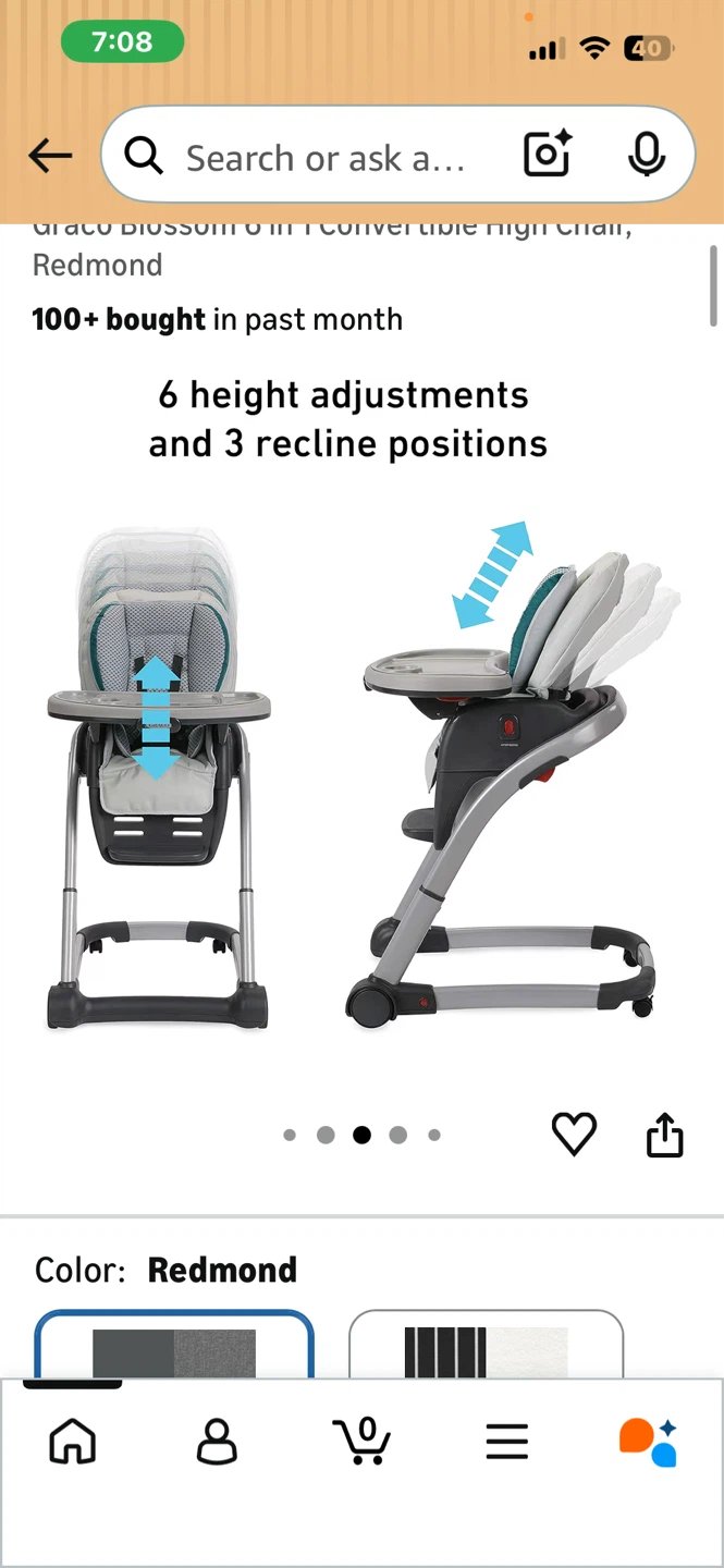 Graco Blossom 6 in 1 Convertible High Chair - Redmond - photo 5
