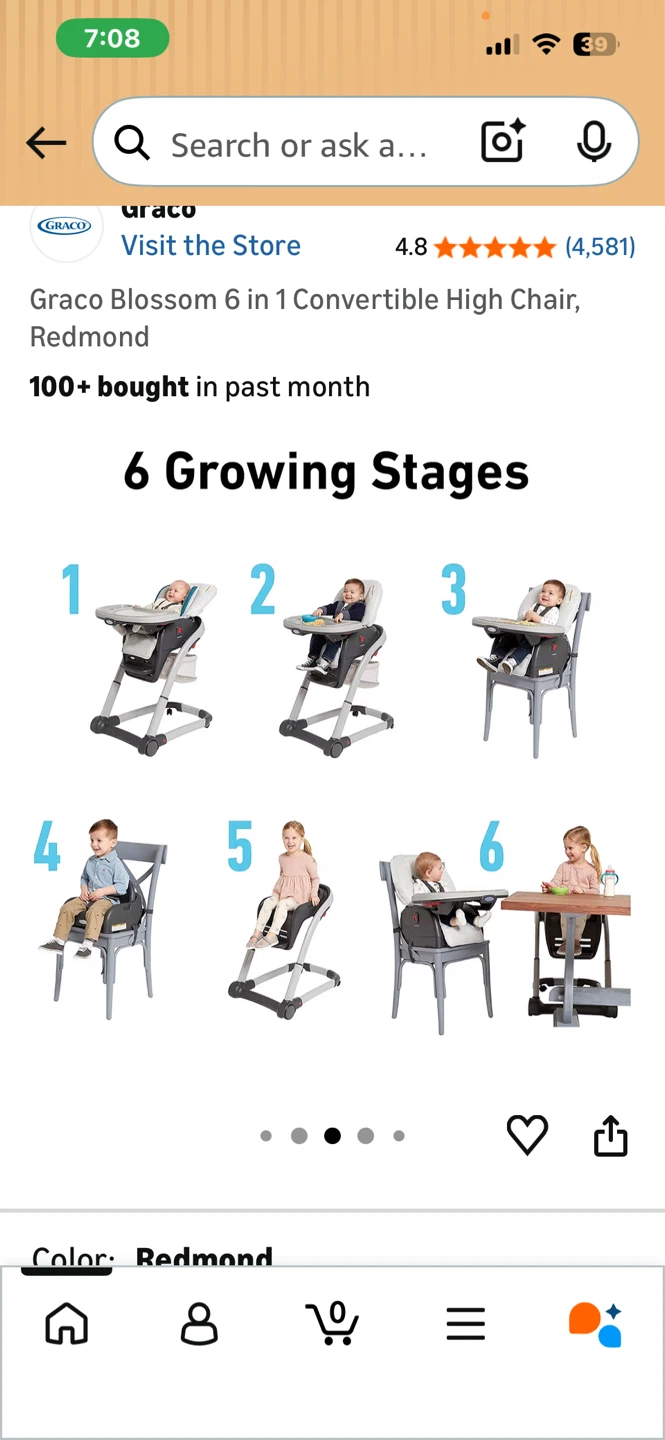 Graco Blossom 6 in 1 Convertible High Chair - Redmond - photo 3