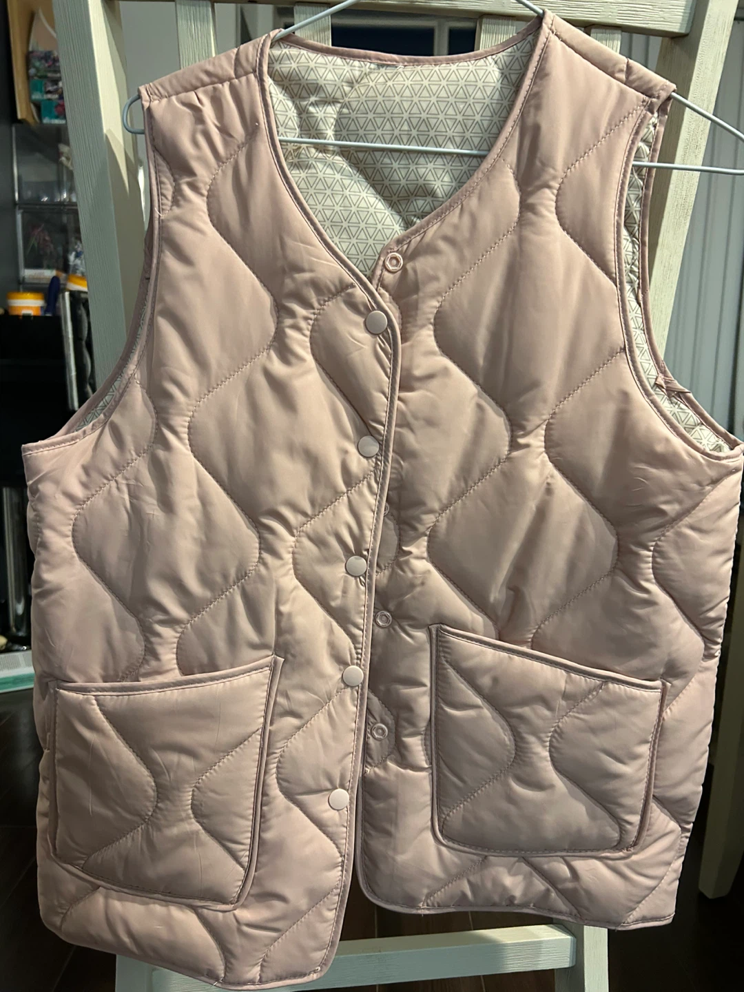 Korean style Quilted Vest - Baby Pink