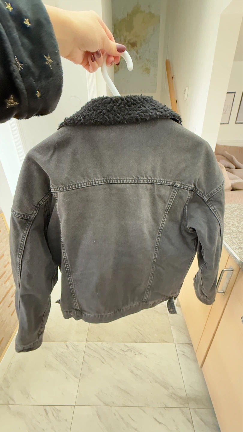 DIVIDED by H&M Black Denim Sherpa Lined Jacket - photo 2