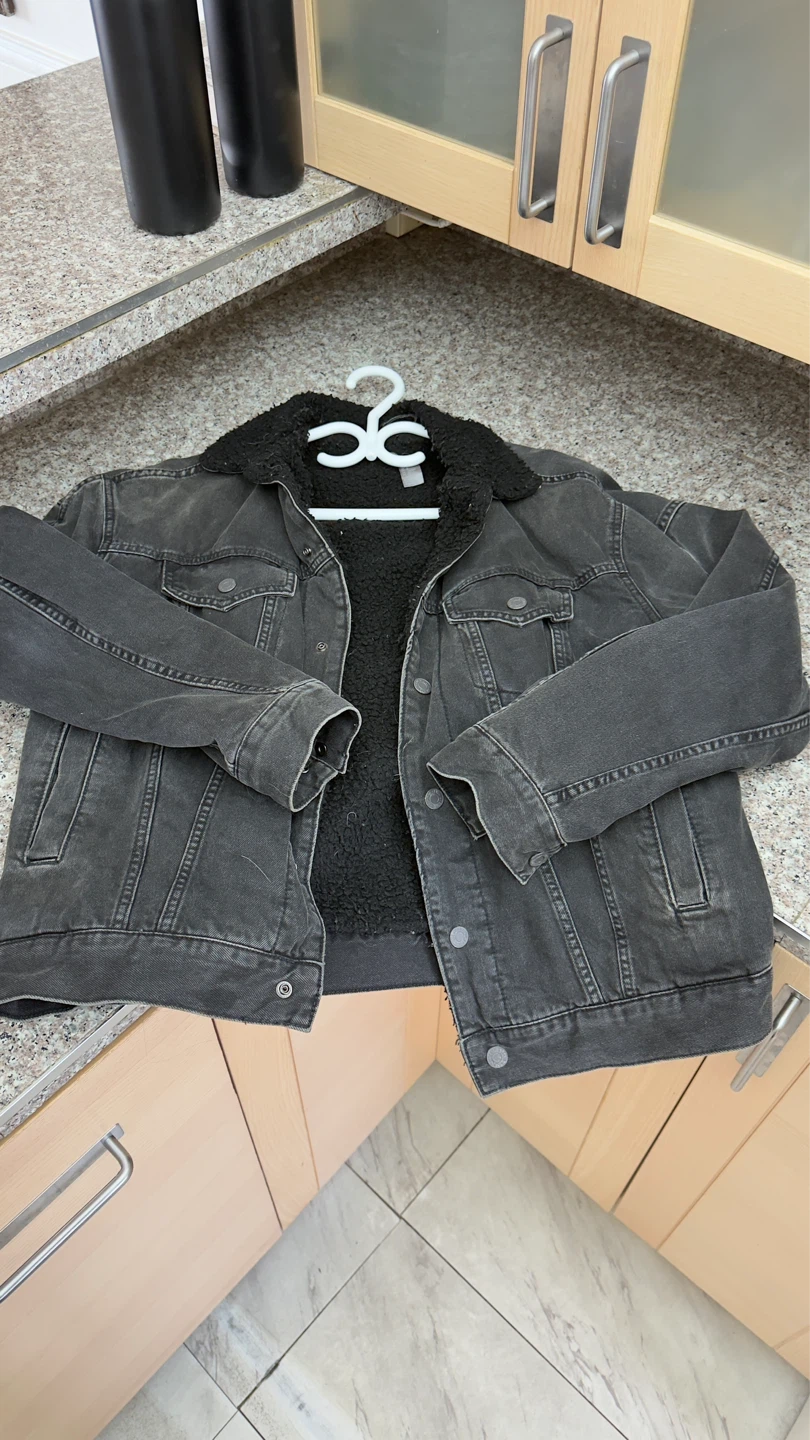 DIVIDED by H&M Black Denim Sherpa Lined Jacket - photo 3