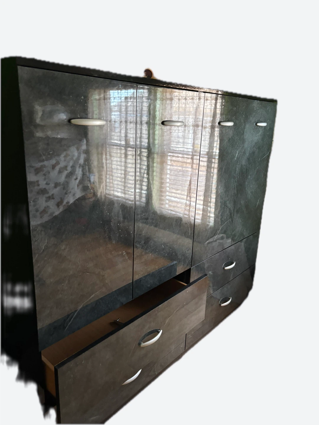 Modern High-Gloss Wardrobe with Drawers