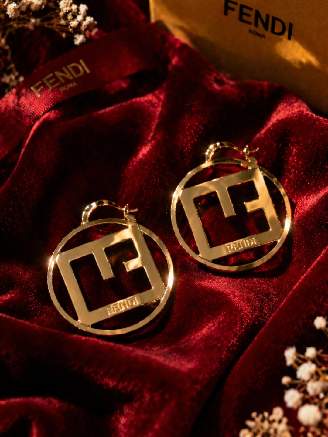 Fendi Roma Gold FF Logo Hoop Earrings - photo 3