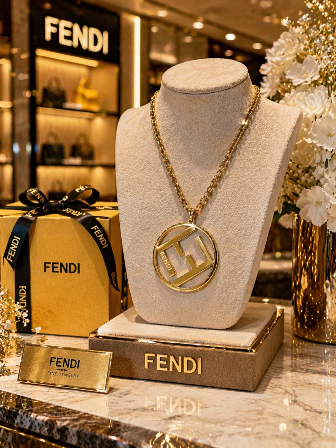 Fendi Gold Tone FF Logo Necklace - photo 3