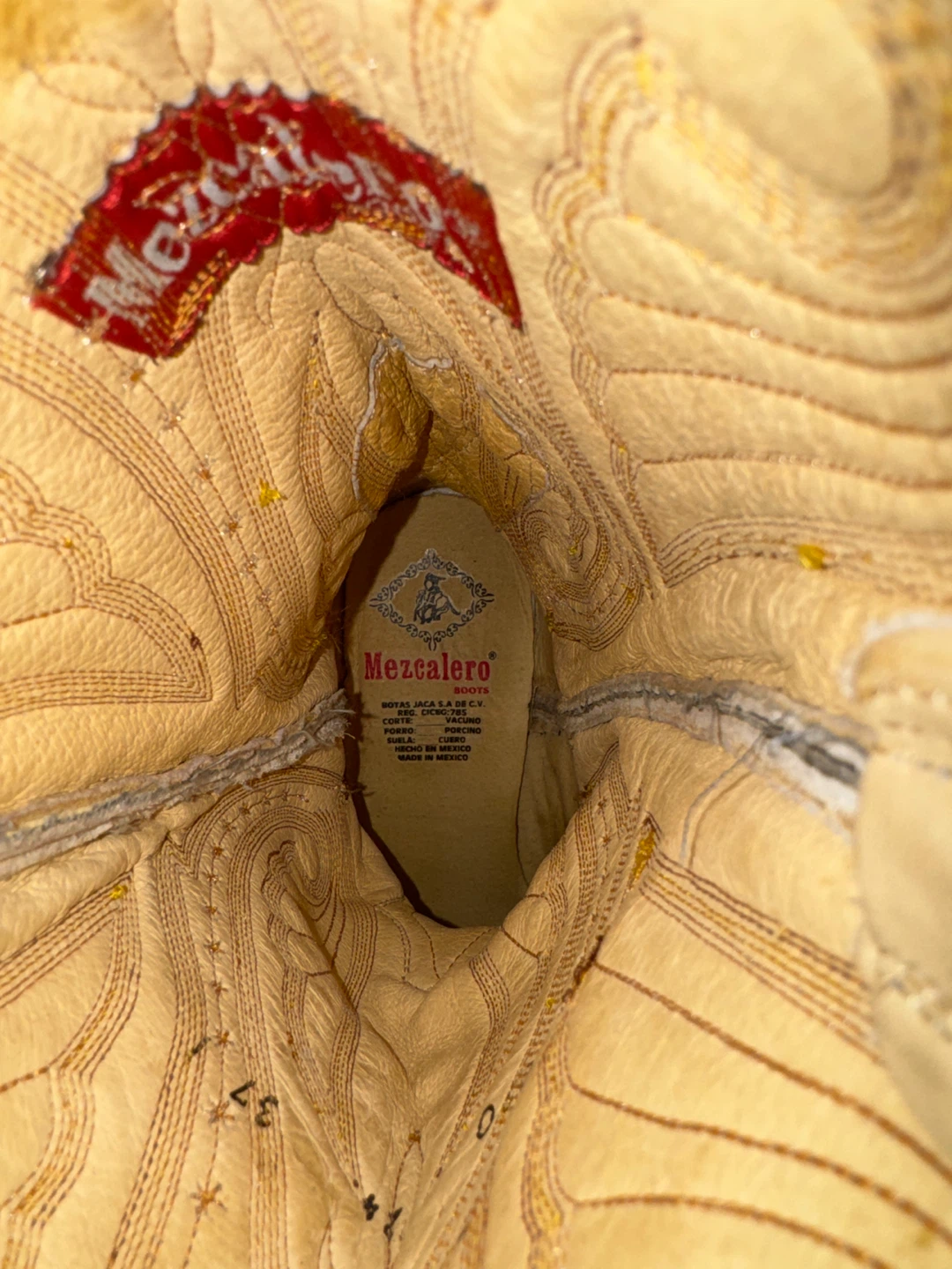 Mezcalero Cowboy Boots - Crocodile Embossed Leather - Tan - photo 4