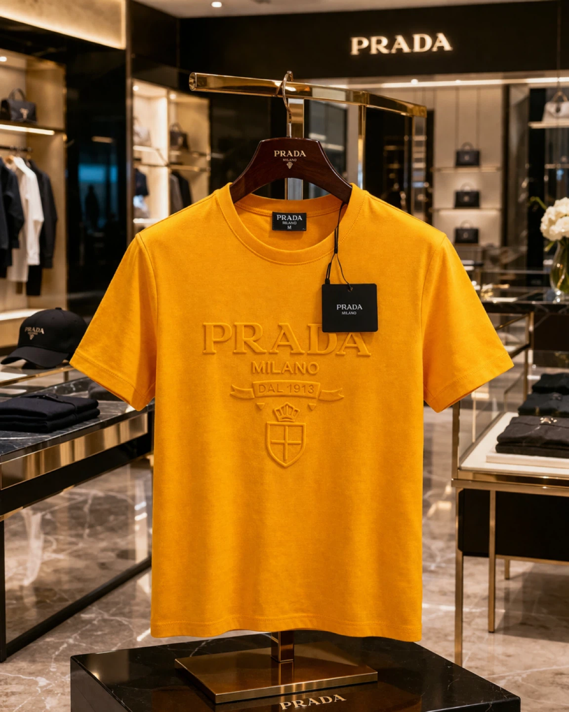 Prada Milano Dal 1913 Embossed Logo T-Shirt