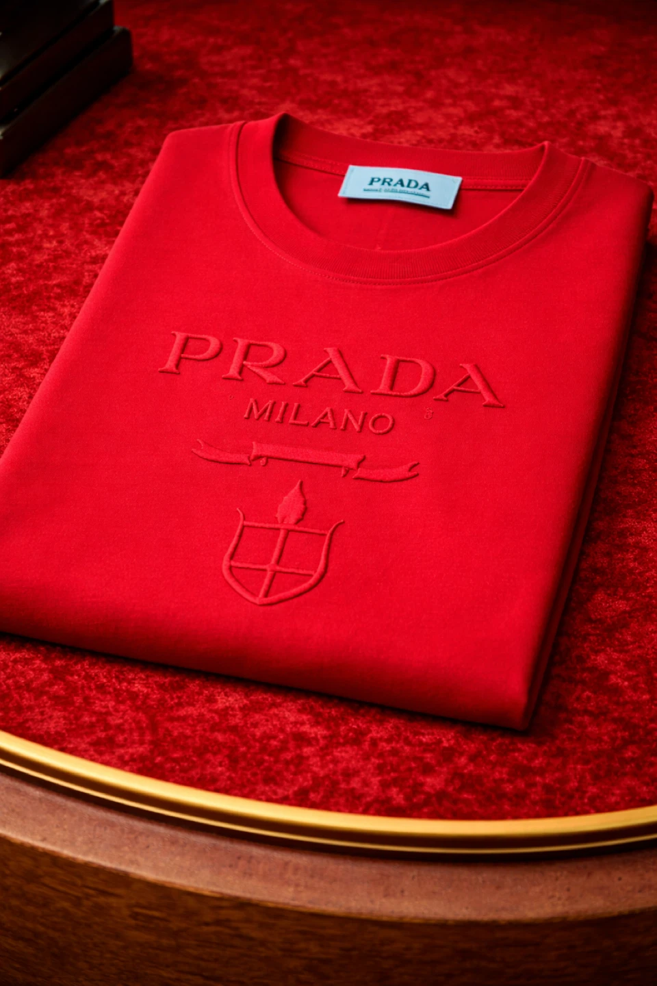 Prada Milano Men's Red Cotton T-Shirt - photo 2