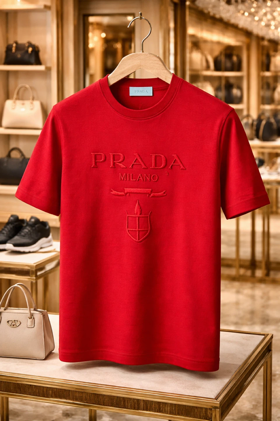 Prada Milano Men's Red Cotton T-Shirt - photo 3