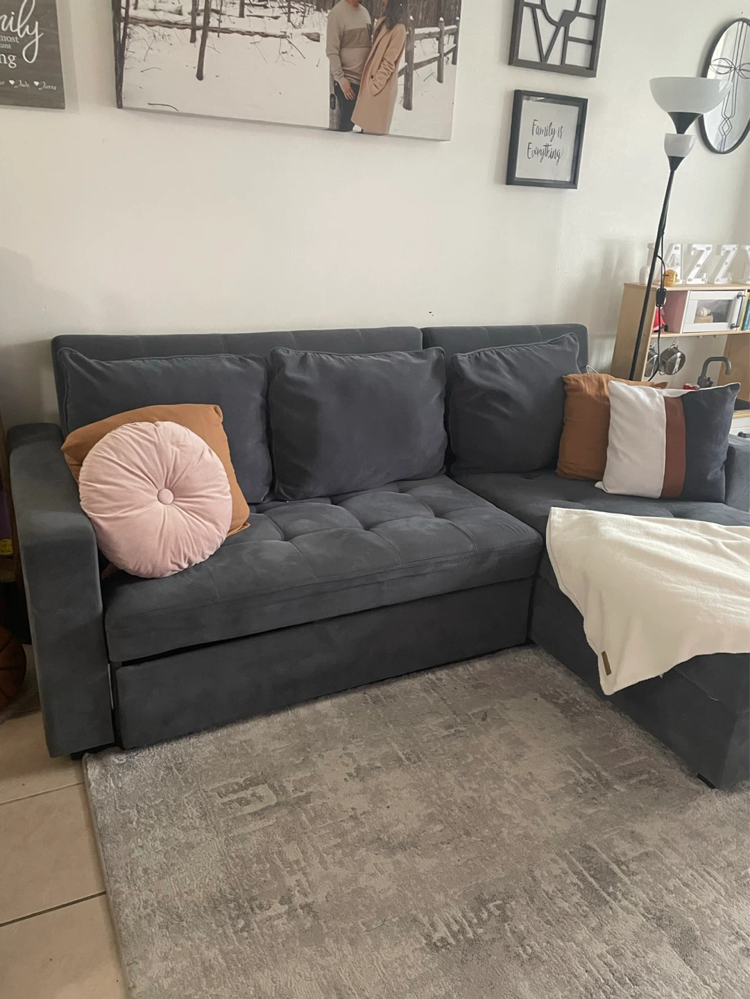 Dark Grey reversible Sectional Sofabed