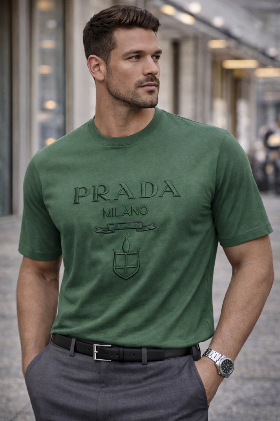 Prada Milano Green Cotton T-Shirt