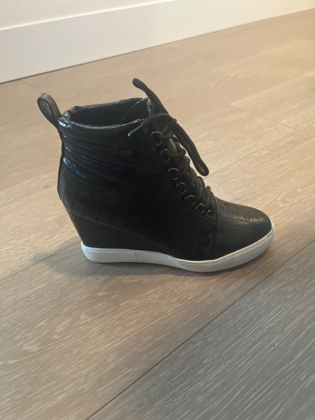 Black Wedge High-Top Sneakers
