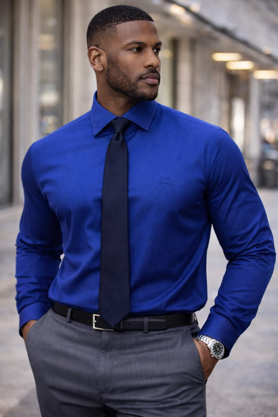 Burberry Royal Blue Dress Shirt