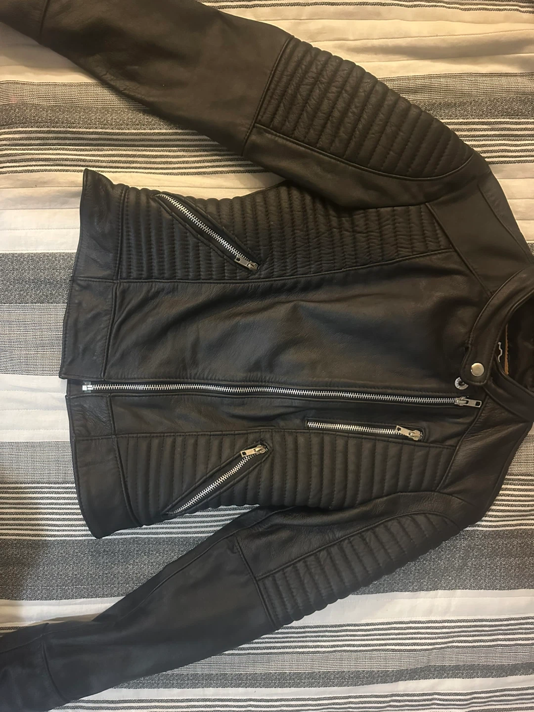 Black Leather Biker Jacket - photo 2