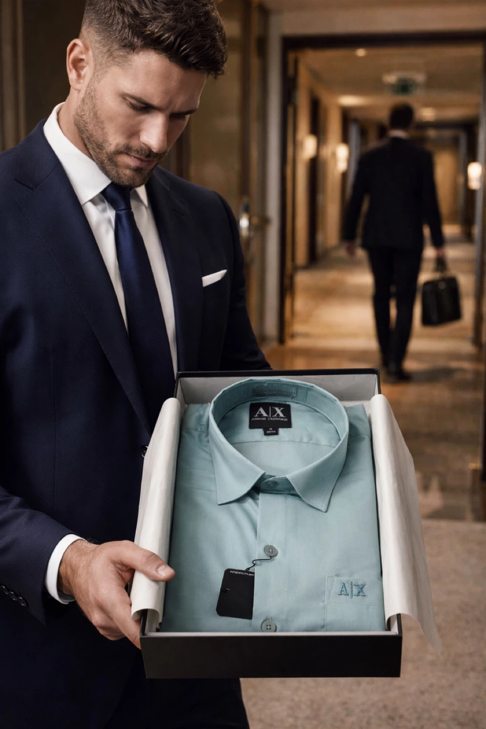 Armani Exchange Men's Light Blue Dress Shirt Size M