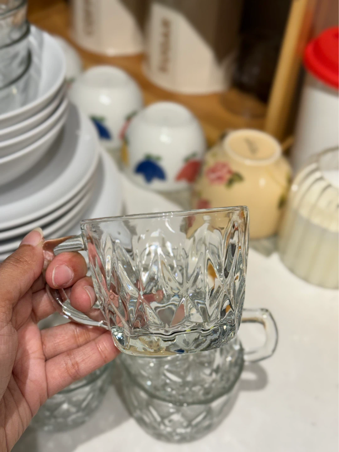 Glass Tea Cups with Handles - Set of 4